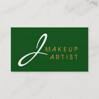 Carte De Visite Monogramme maquillage Artiste Arrière - plan vert