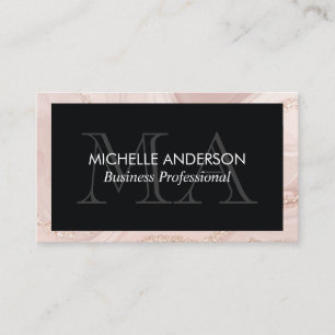 Carte De Visite Monogramme   Marbre rose or