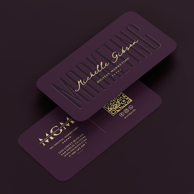 Carte De Visite Monogramme marketing moderne de luxe violet (Luxury Modern Marketing Monogram Purple Business Card
)