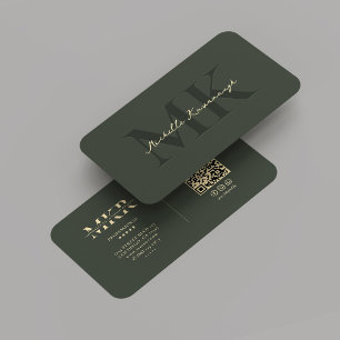 Carte De Visite Monogramme Marketing Professionnel Moderne Vert fo