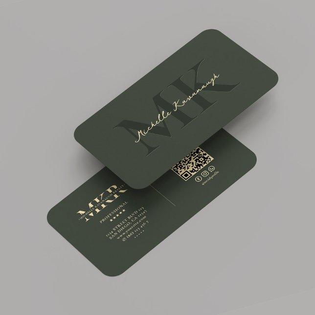 Carte De Visite Monogramme Marketing Professionnel Moderne Vert fo (Monogram Marketing Professional Modern Dark Green Business Card
)