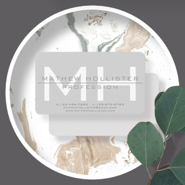 Carte De Visite Monogramme masculin, affaires grises (Créateur téléchargé)