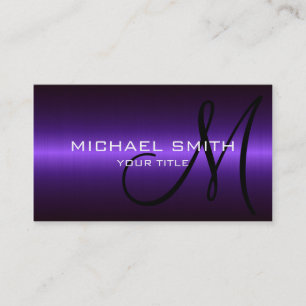 Carte De Visite Monogramme métallique en acier inoxydable violet