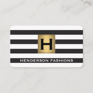 Carte De Visite Monogramme métallique / rayures