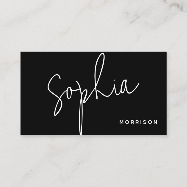 Carte De Visite Monogramme minimal apparence naturelle noir (Devant)