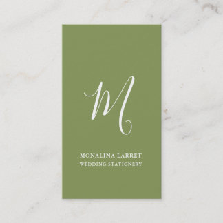Carte De Visite Monogramme minimal Chic Sage Vert moderne