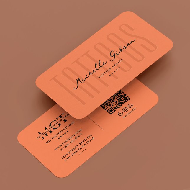 Carte De Visite Monogramme minimal tatoueur tatoueur corail tatoue (Minimal Monogram Tattoo Artist Tattooist Coral Business Card
)