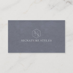 Carte De Visite Monogramme Minimaliste Bleu Ardoise