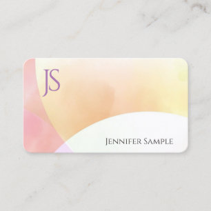 Carte De Visite Monogramme minimaliste d'aquarelle Élégant simple