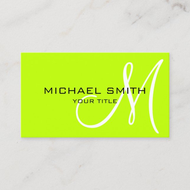 Carte De Visite Monogramme minimaliste de chaux professionnel (Devant)