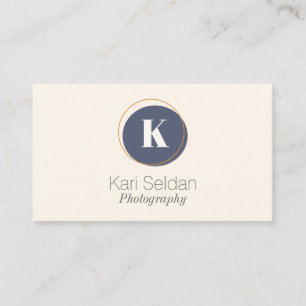 Carte De Visite Monogramme minimaliste de la crème bleue de la ma