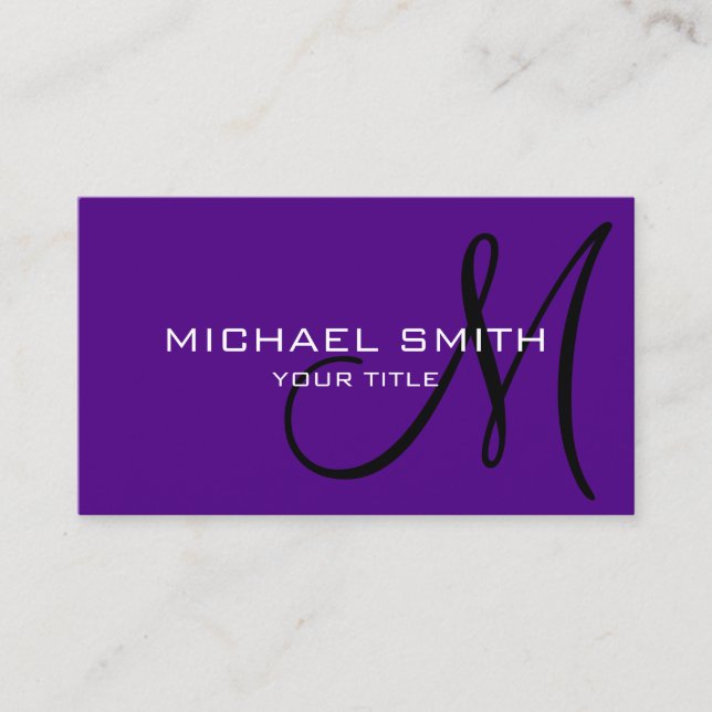 Carte De Visite Monogramme minimaliste d'indigo professionnel (Devant)