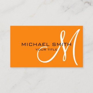 Carte De Visite Monogramme minimaliste d'orange professionnel