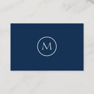 Carte De Visite Monogramme minimaliste Élégant bleu foncé