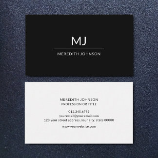 Carte De Visite Monogramme Minimaliste Élégant Professionnel