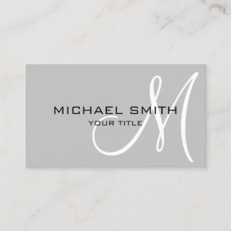 Carte De Visite Monogramme minimaliste en argent professionnel