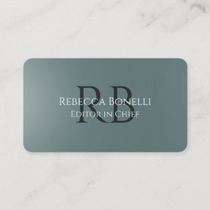 Carte De Visite Monogramme minimaliste gris ardoise en chef