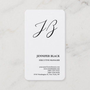 Carte De Visite Monogramme minimaliste moderne blanc clair