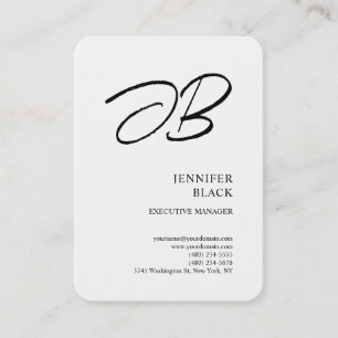 Carte De Visite Monogramme minimaliste moderne blanc clair