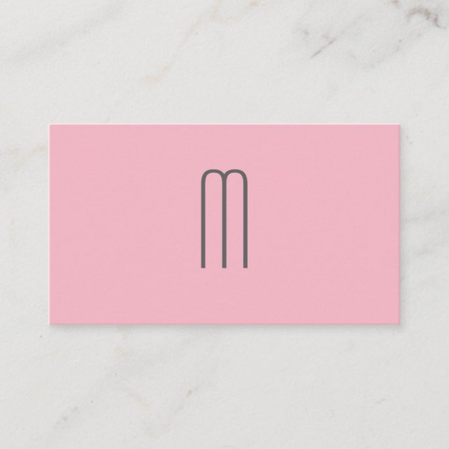 Carte De Visite Monogramme minimaliste moderne gris rose (Devant)