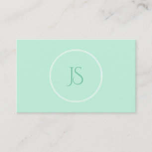 Carte De Visite Monogramme minimaliste moderne Mint Green Professi