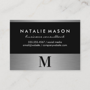 Carte De Visite Monogramme minimaliste moderne sur la finition arg