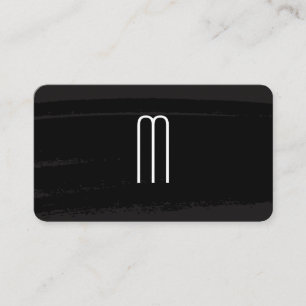 Carte De Visite Monogramme minimaliste moderne sur noir brossé
