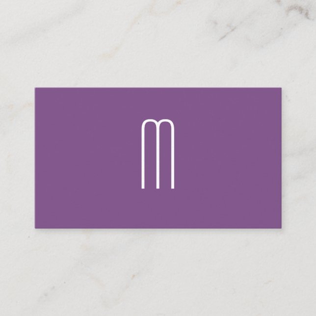 Carte De Visite Monogramme minimaliste moderne violet (Devant)