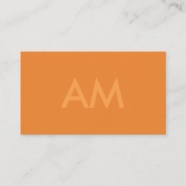 Carte De Visite Monogramme minimaliste orange (Devant)