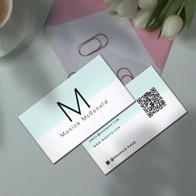 Carte De Visite Monogramme minimaliste pastel (Créateur téléchargé)
