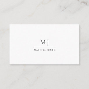 Carte De Visite Monogramme minimaliste professionnel moderne blanc