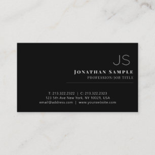 Carte De Visite Monogramme minimaliste professionnel noir blanc