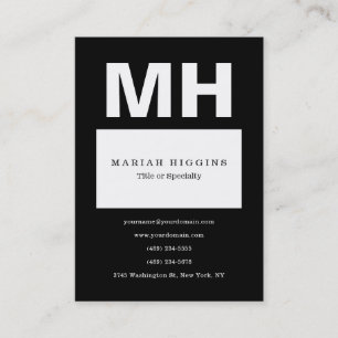 Carte De Visite Monogramme Minimaliste Professionnel Noir & Blanc