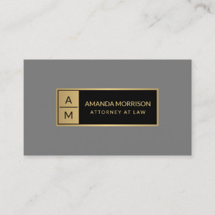 Carte De Visite Monogramme minimaliste professionnel or/gris Avoca