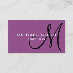 Carte De Visite Monogramme Minimaliste Professionnel Prune