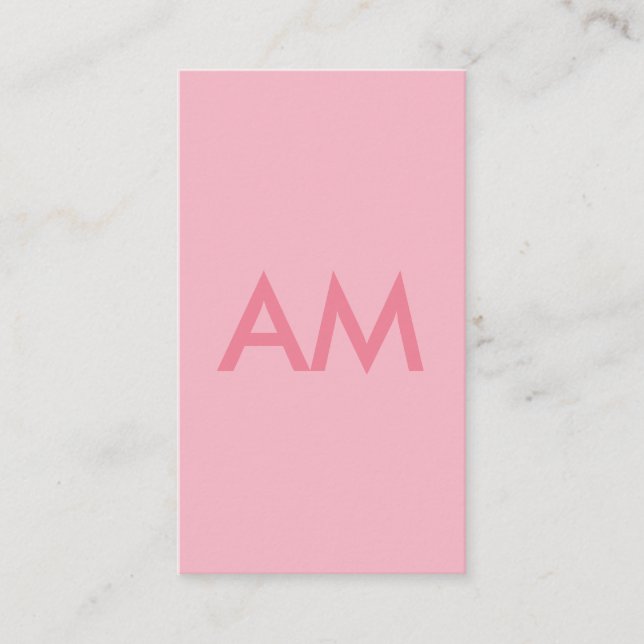 Carte De Visite Monogramme minimaliste rose (Devant)
