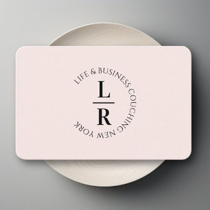 Carte De Visite Monogramme, minimaliste rose beige