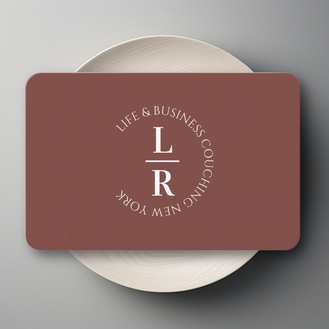 Carte De Visite Monogramme, minimaliste roux (Monogram, minimalistic brown  Business Card)