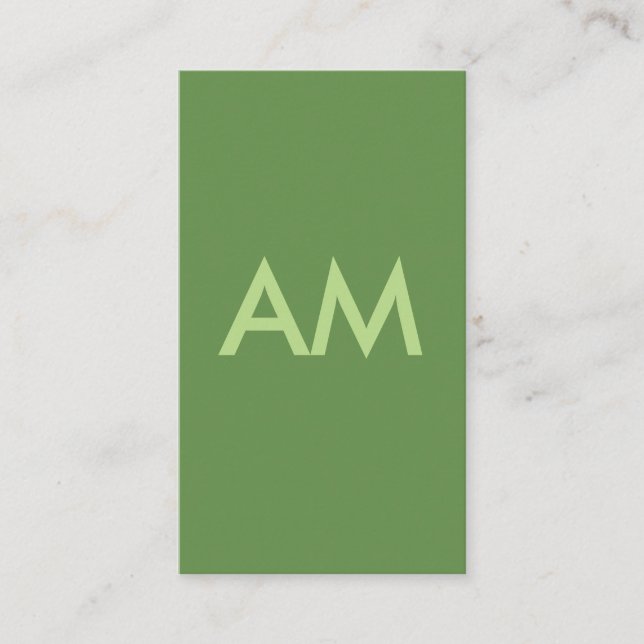 Carte De Visite Monogramme Minimaliste Vert (Devant)