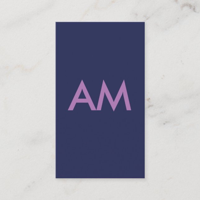 Carte De Visite Monogramme minimaliste violet (Devant)