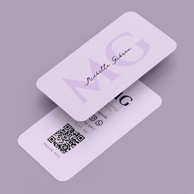 Carte De Visite Monogramme minimaliste violet esthétique moderne (Minimalist Monogram Purple Modern Aesthetic Business Card
)