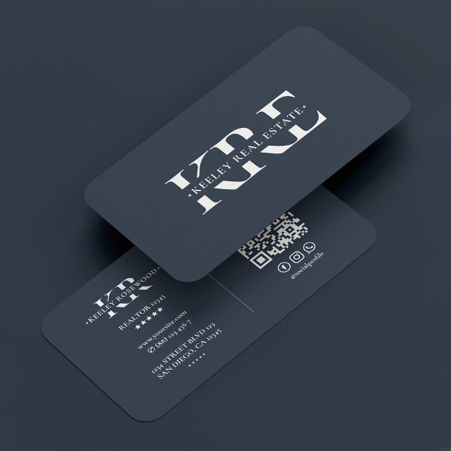 Carte De Visite Monogramme minimum Charbon moderne professionnel (Minimal Monogram Charcoal Modern Professional Business Card
)