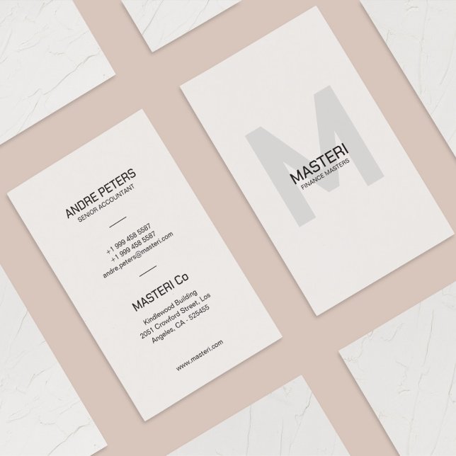 Carte De Visite Monogramme minimum nuance gris pâle moderne (Créateur téléchargé)