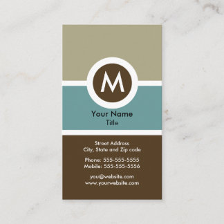 Carte de visite Monogramme moderne - Bleu/Brown