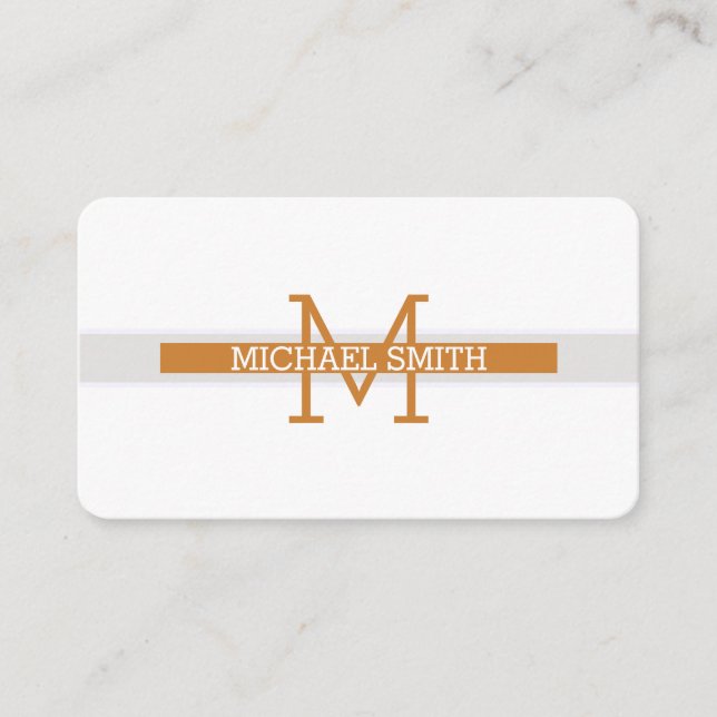 Carte De Visite Monogramme moderne bronze ligne horizontale (Devant)