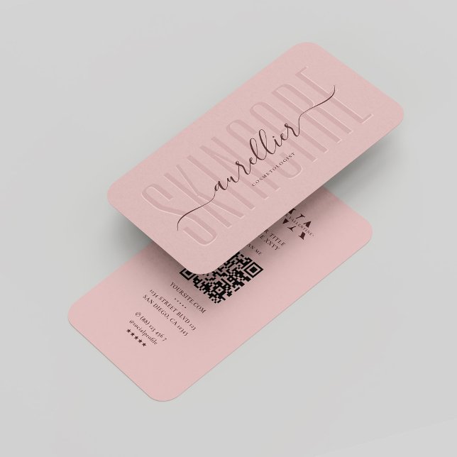 Carte De Visite Monogramme moderne Cosmetologue Esthétique rose (Modern Monogram Cosmetologist Esthetician Pink Business Card
)