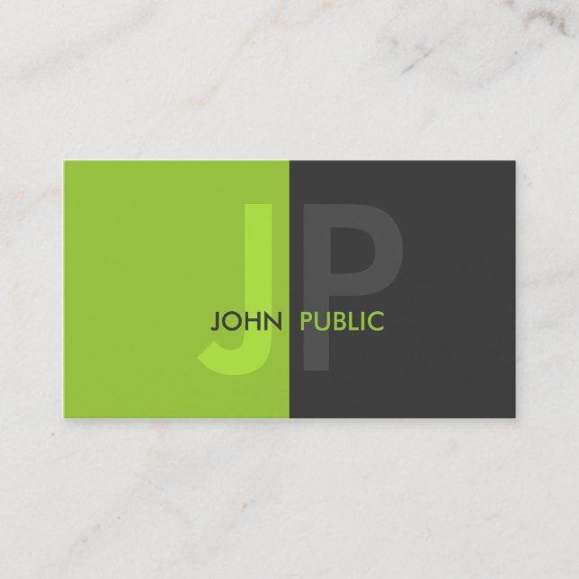 Carte De Visite Monogramme moderne de base de deux couleurs (Devant)