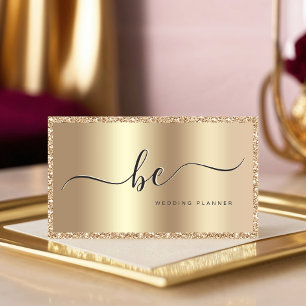 Carte De Visite Monogramme Moderne de Luxe Champagne Or Écriture