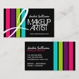 Carte De Visite Monogramme moderne de maquilleur de couleur