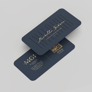 Carte De Visite Monogramme moderne Designer d'intérieur Bleu éléga